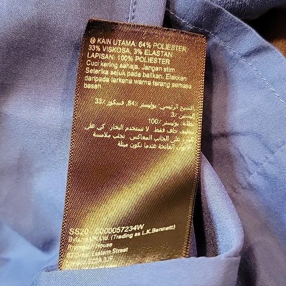 ✅️ L.K. Bennett Blue Ivor Sheath, Sz 14 - Picture 9 of 10